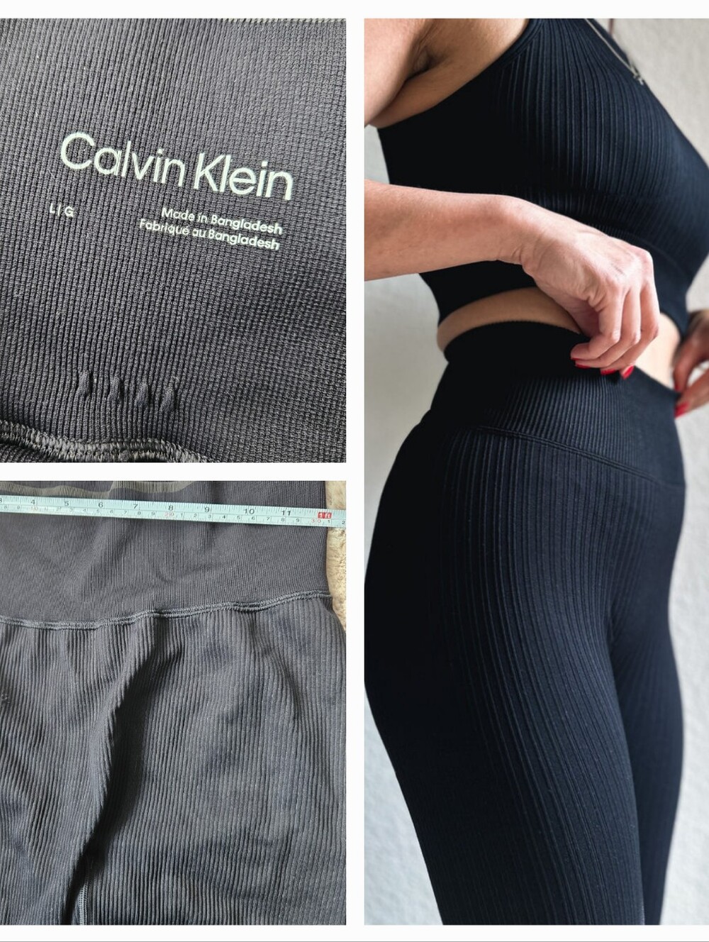 Calvin Klein Performance Black Ribbed High-Waist Leggings Rib Sport Leggings